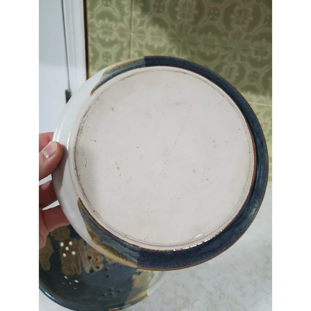 Colander / Berry Bowl Strainer & Tray Studio Art Pottery Handmade Stoneware